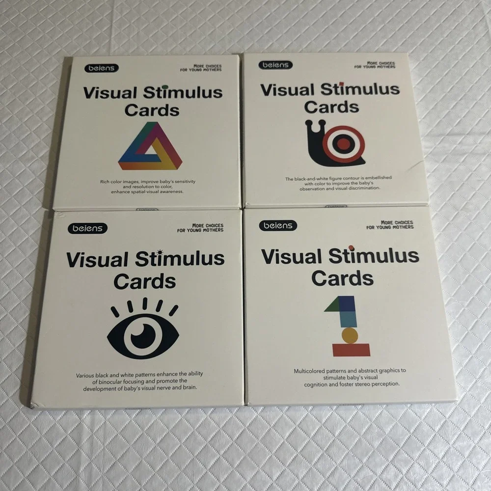 Lot Of 4 Beiens Visual Stimulus Cards Black And White And Multicolored Cards EUC